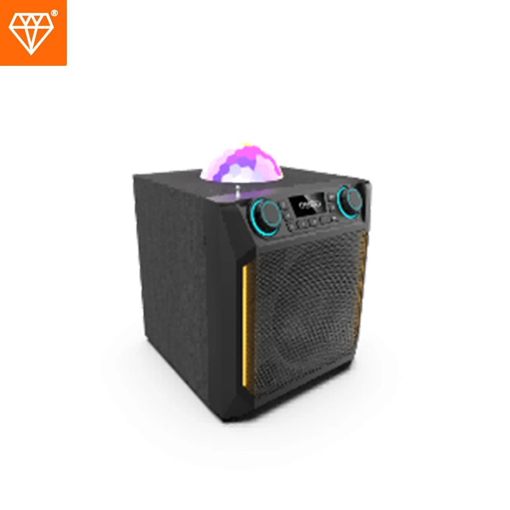 6 Inch Wooden Case Portable Speaker with Wired Mic